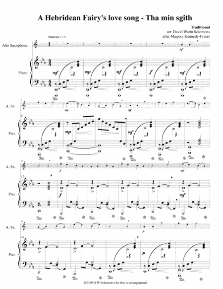 Hebridean fairy's love song (Tha Mi sgith) arranged for alto saxophone and piano (arr. Marjory Kennedy-Fraser, David Warin Solomons)
