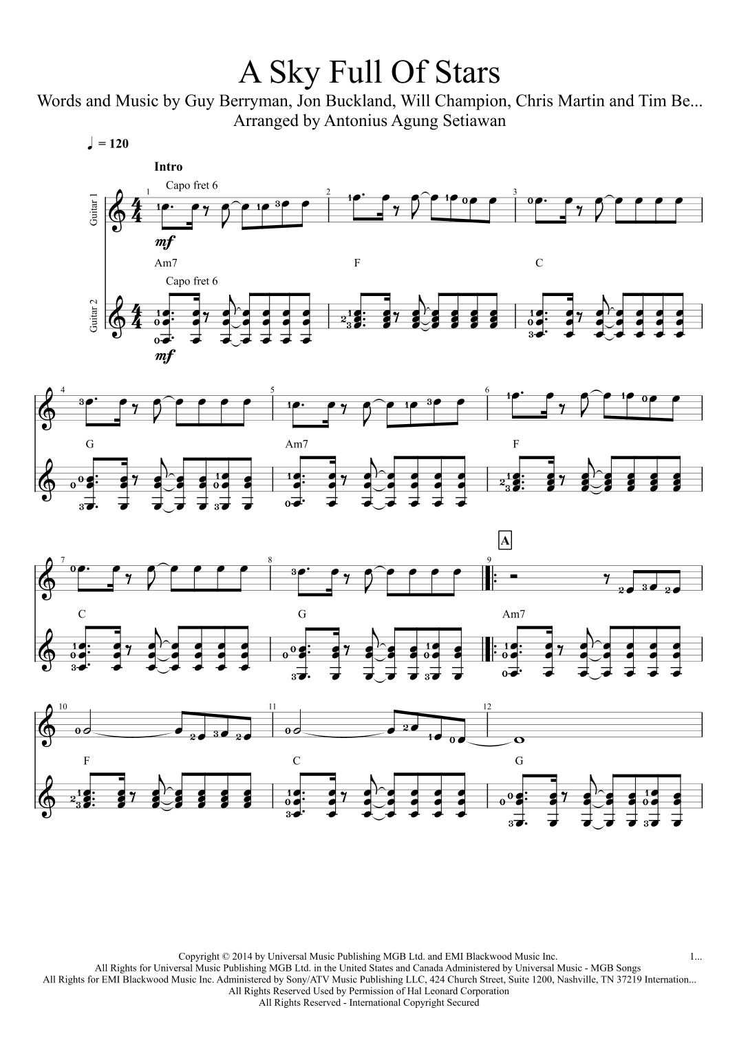 A Sky Full Of Stars (arr. Antonius Agung Setiawan)