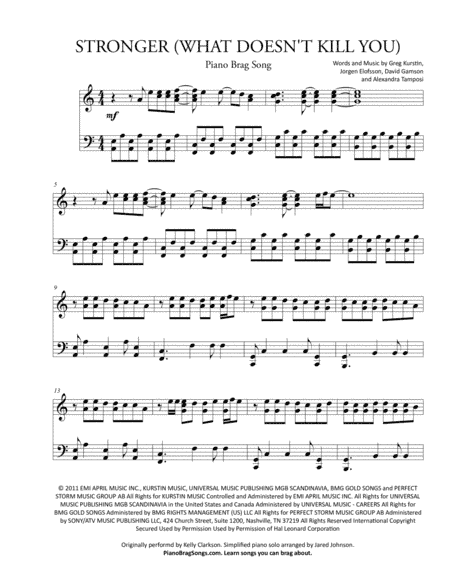 Stronger (What Doesn't Kill You) (arr. Jared Johnson)