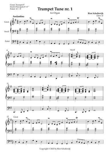Trumpet Tune nr. 1 (for organ), Opus 11