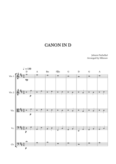 Canon in D | Pachelbel | String Quintet (arr. Milanov)
