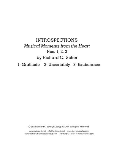 INTROSPECTIONS: Musical Moments from the Heart, Nos. 1, 2, 3