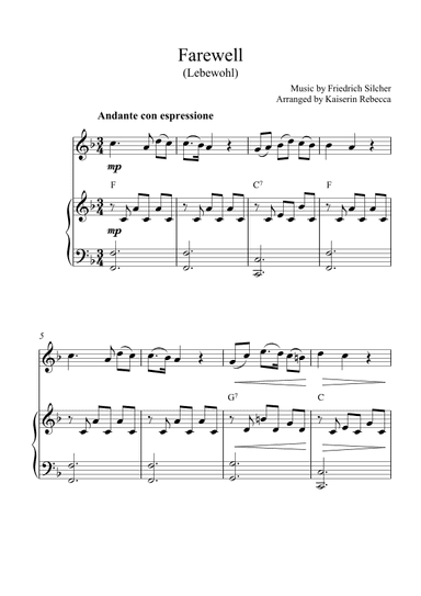 Farewell (Lebewohl) (arr. Kaiserin Rebecca)