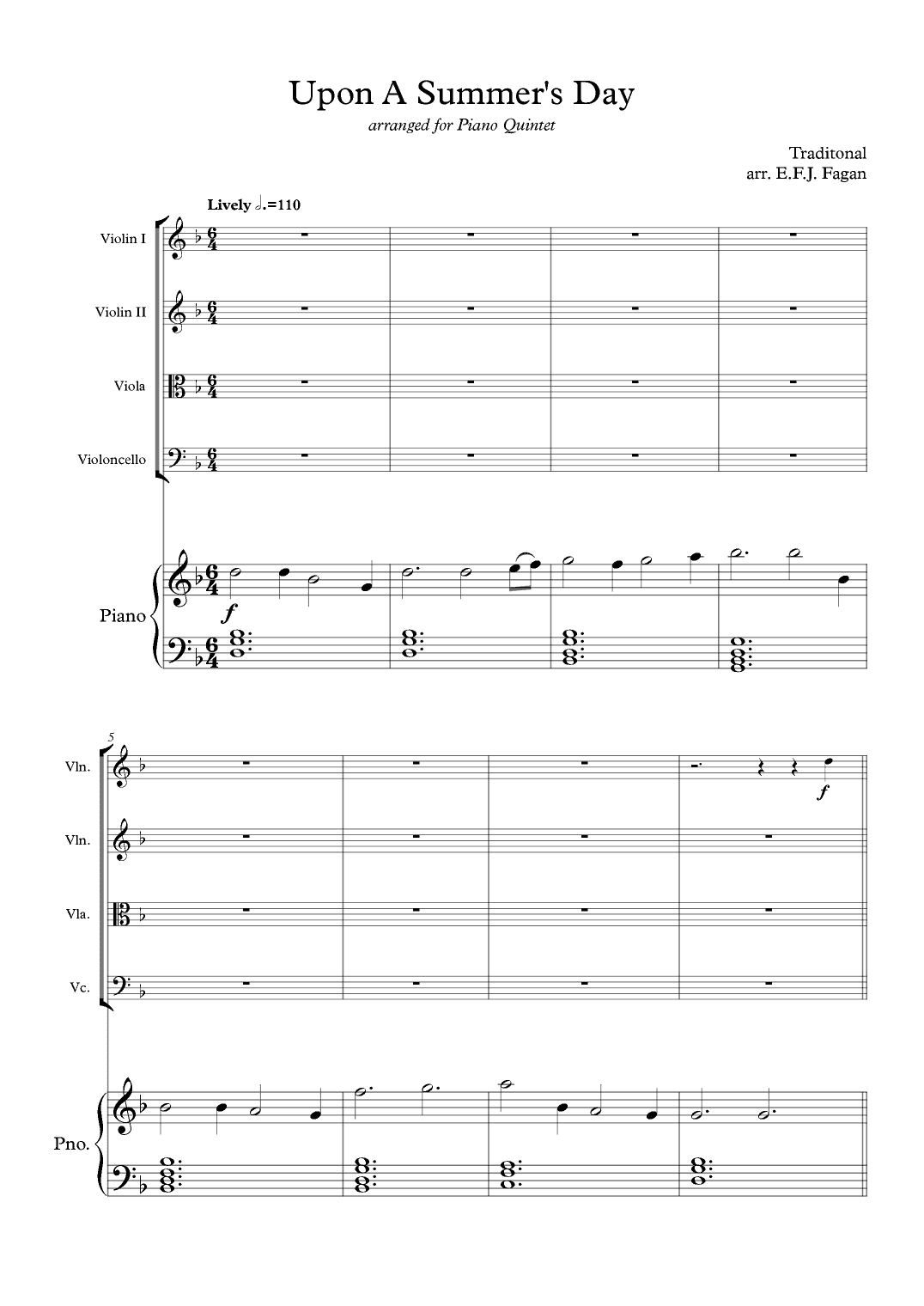 Upon A Summer's Day (arr. E.F.J. Fagan)