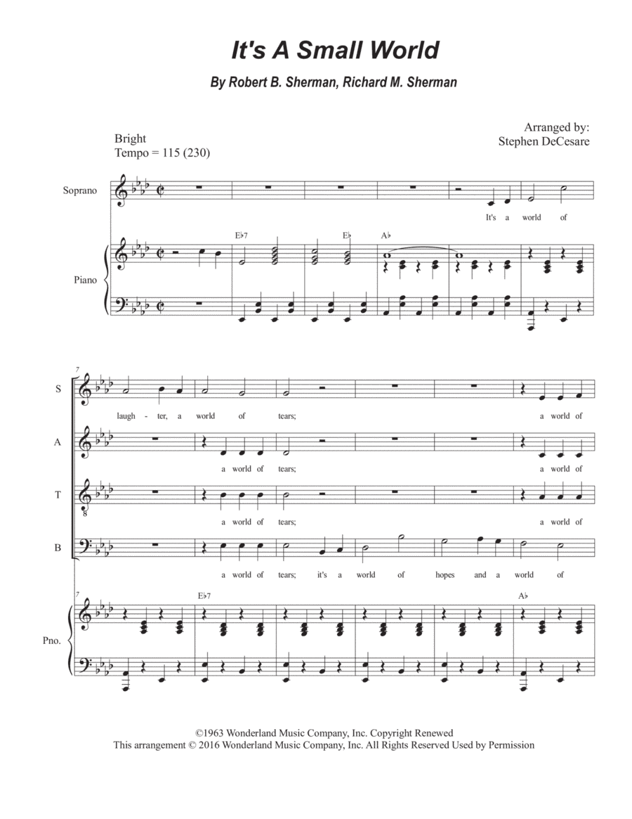 It's A Small World (arr. Stephen DeCesare)