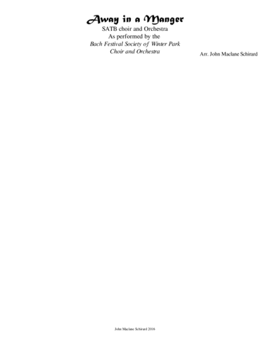 Away in a Manger (arr. John Maclane Schirard)
