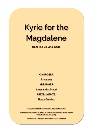 Kyrie For The Magdalene (arr. Alessandro Macrì)