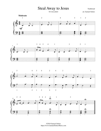 Steal Away to Jesus - for easy piano (arr. Samuel Stokes)