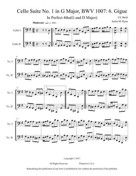 Cello Suite No. 1, BWV 1007: 6. Gigue (arr. Justin M. Ryan)