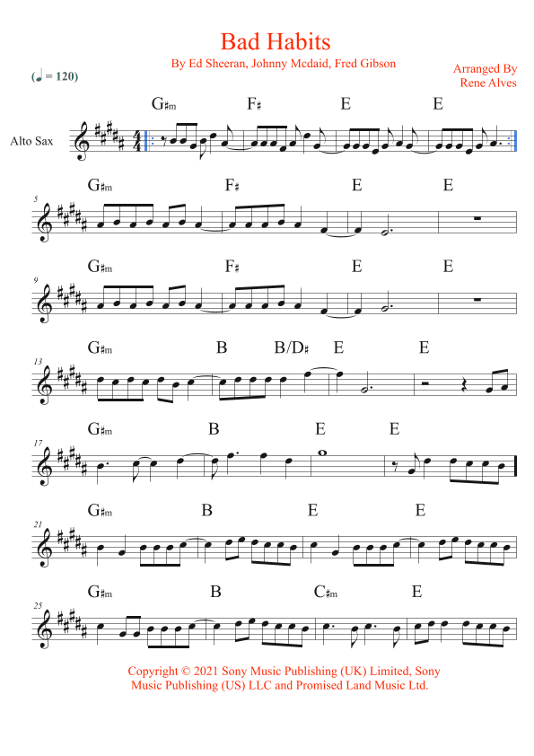 Bad Habits (arr. Rene Alves)