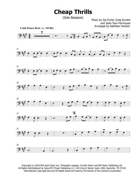 Cheap Thrills (arr. Kathleen Henson)