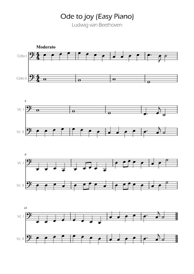 Ode To Joy - Easy Cello Duet (arr. Ygor Nunes)