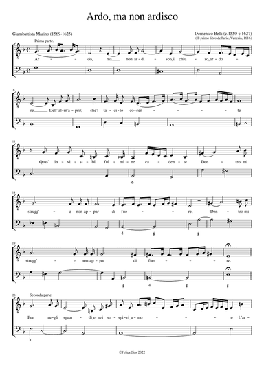Ardo ma non ardisco (arr. Early Music Scores)