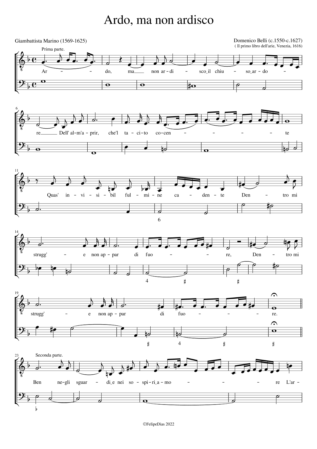 Ardo ma non ardisco (arr. Early Music Scores)