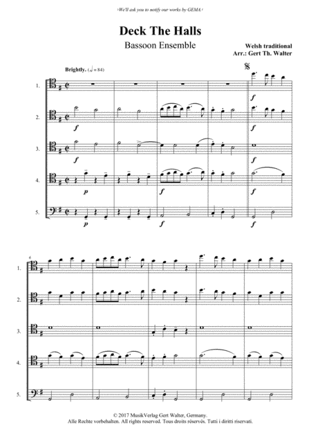 Deck The Halls (arr. Gert Th. Walter)