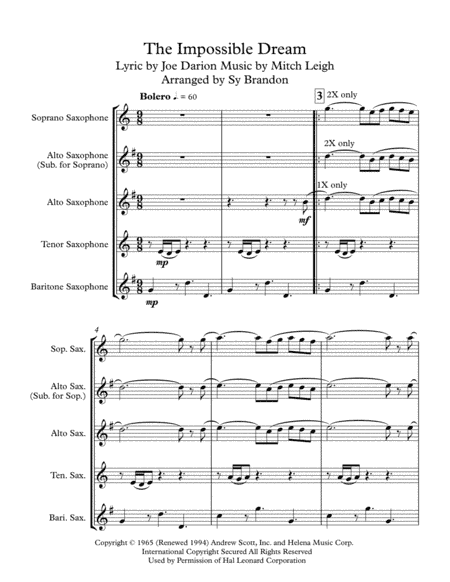The Impossible Dream (arr. Sy Brandon)