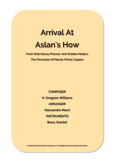 Arrival At Aslan's How (arr. Alessandro Macrì)
