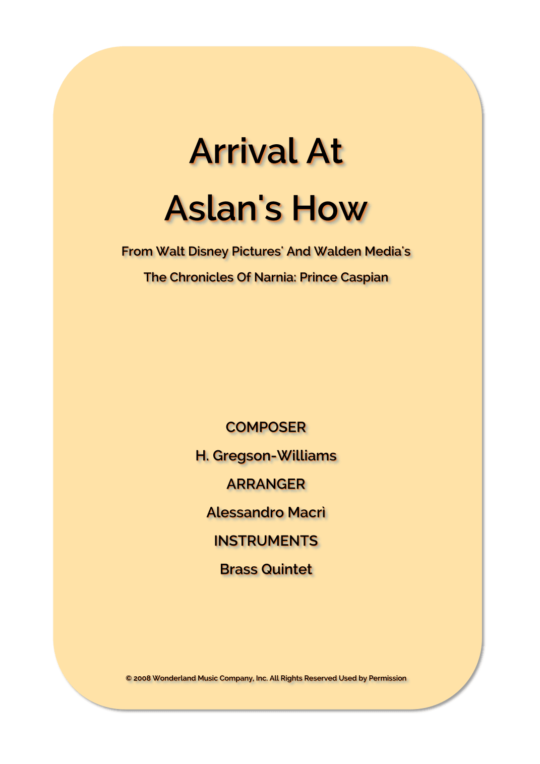 Arrival At Aslan's How (arr. Alessandro Macrì)