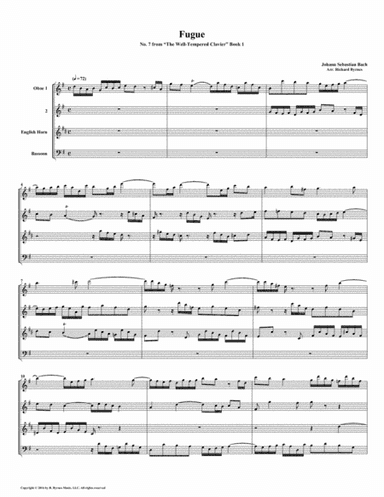 Fugue 07 from Well-Tempered Clavier, Book 1 (Double Reed Quartet) (arr. Richard Byrnes)