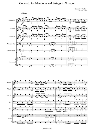 Concerto for Mandolin and Strings in G major (arr. Alex Tinlin)