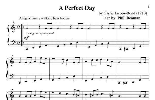 A Perfect Day - piano solo (arr. Phil Beaman)
