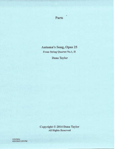 Autumn's Song, Op. 25 - Parts