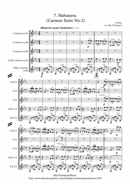 Bizet: Habanera (Carmen Suite No.2) - clarinet quintet (arr. Ray Thompson)
