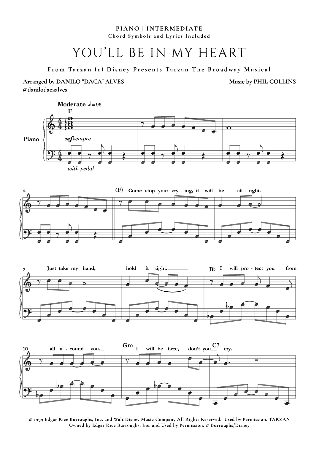 You'll Be In My Heart (arr. Danilo "Daca" Alves)