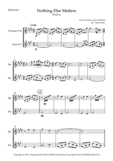 Nothing Else Matters (arr. Fabio Britto)