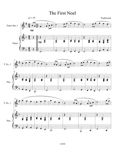 The First Noel (tenor sax solo) with piano accompaniment (arr. B C Dockery)