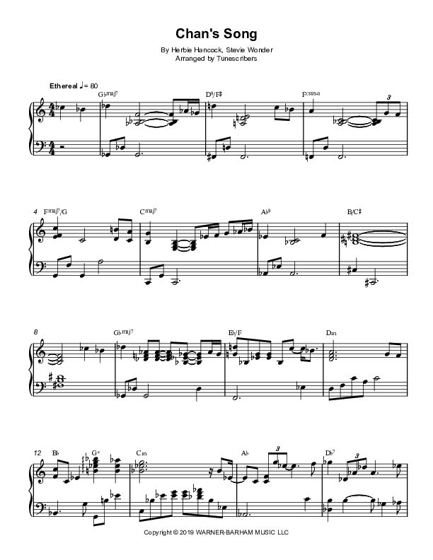 Chan's Song (cover) (arr. Tunescribers)