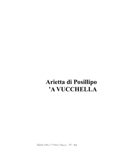 Arietta di Posillipo: 'A VUCCHELLA - F.P Tosti - For Tenor and Piano (arr. Renato Tagliabue)