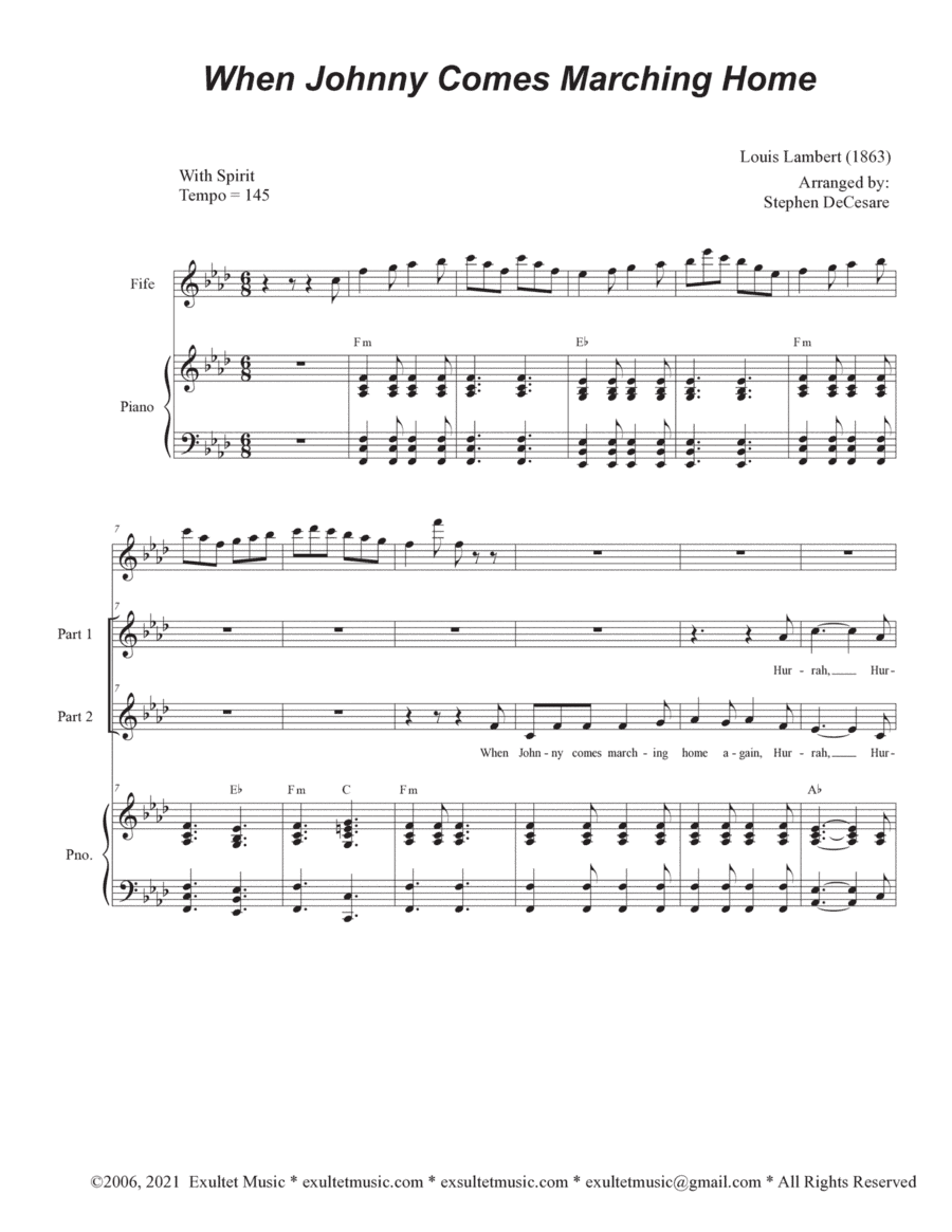 When Johnny Comes Marching Home (2-part choir) (arr. Stephen DeCesare)