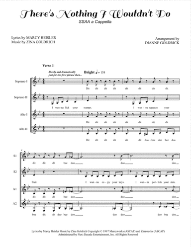 There's Nothing I Wouldn't Do (arr. Dianne Goldrick)