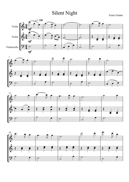 Franz Gruber - Silent Night (Violin, Violin and Violoncello Trio) (arr. André Laitano)