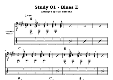 Blues E - Study 01 for Acoustic Guitar (Fingerstyle)