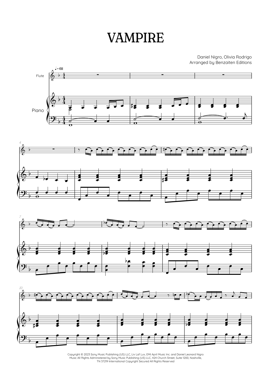 Vampire (arr. Benzaiten Editions)