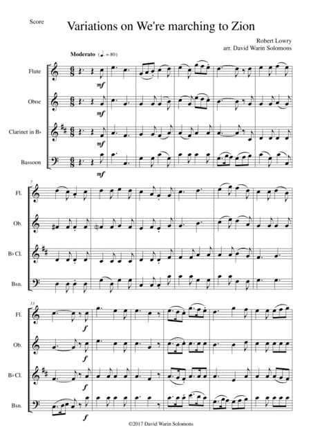 Variations on We're Marching to Zion for wind quartet (arr. David Warin Solomons)