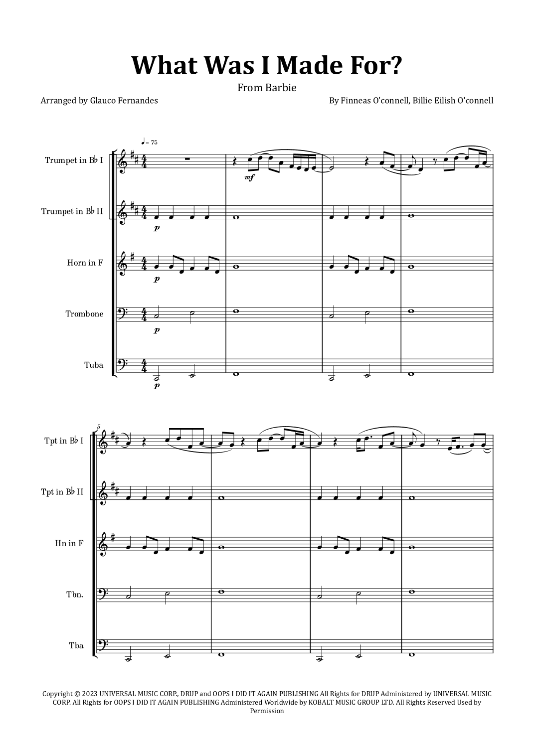 What Was I Made For? (arr. Glauco Fernandes)