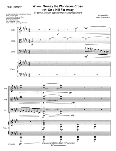 WHEN I SURVEY THE WONDROUS CROSS/ON A HILL FAR AWAY - STRING TRIO with Piano (arr. Glen Poehlmann)