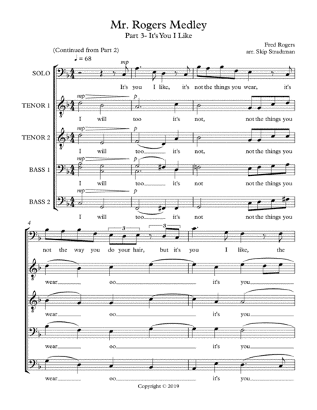 It's You I Like  from MISTER ROGERS' NEIGHBORHOOD (arr. Skip Stradtman)