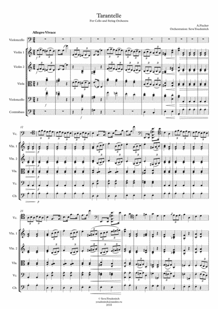 A.Fischer "Tarantella" for cello and string orchestra (arr. Seva Youdenitch)
