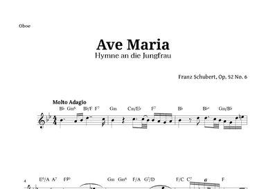 Ave Maria by Schubert for Oboe with Chords (arr. Langanho)