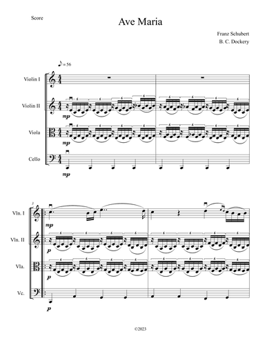 Ave Maria (String Quartet) (arr. B. C. Dockery)