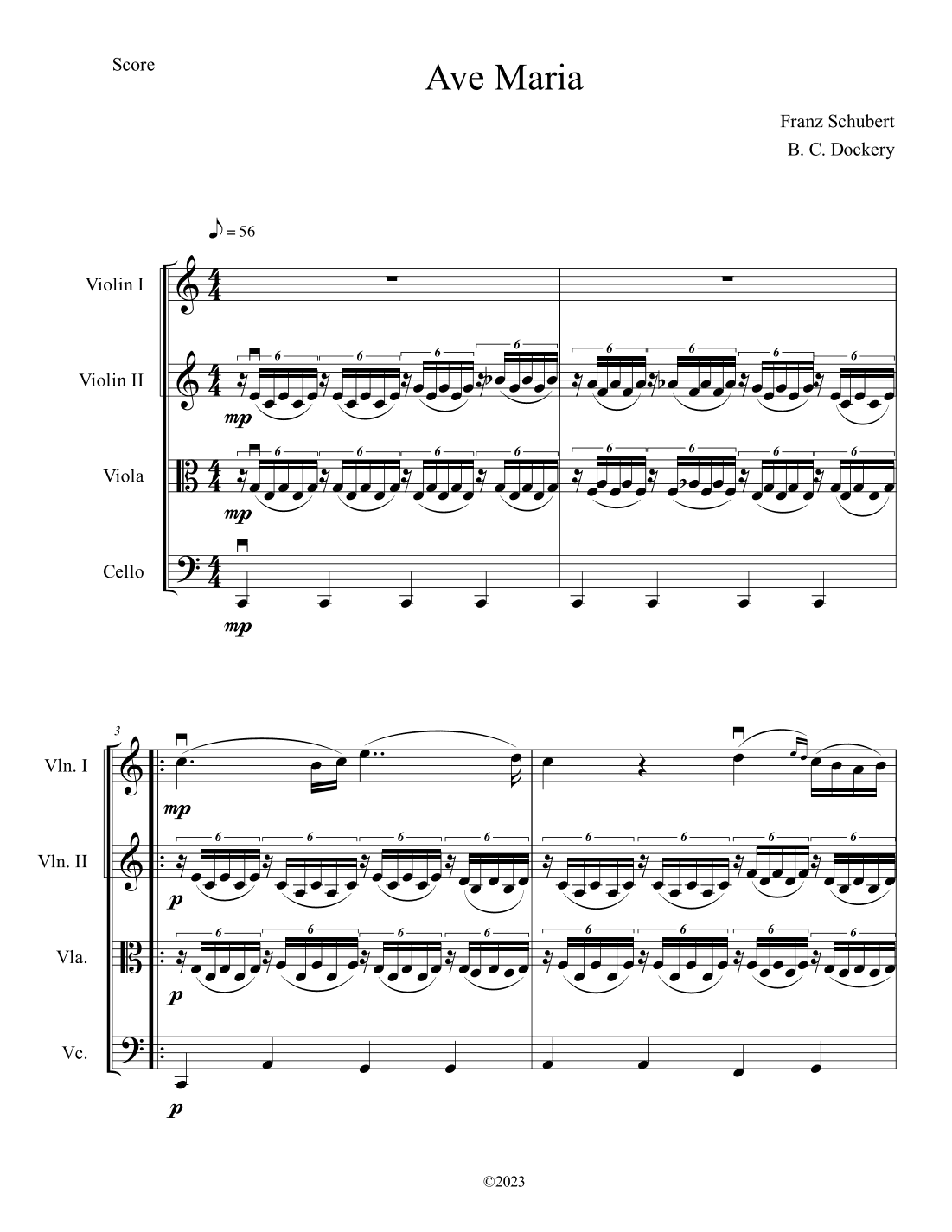 Ave Maria (String Quartet) (arr. B. C. Dockery)