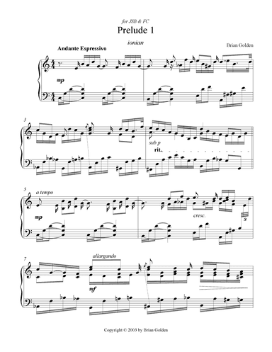 Prelude 1 in C Major Ionian