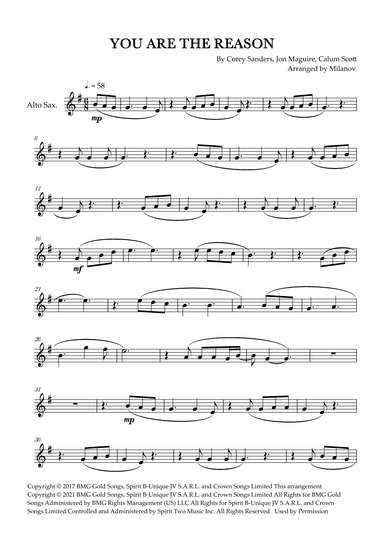 You Are The Reason (arr. Milanov)