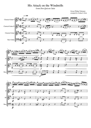 His Attack on the Windmills for Guitar Quartet (from Don Quixote Suite) (arr. Joshua Jun S. Kim)