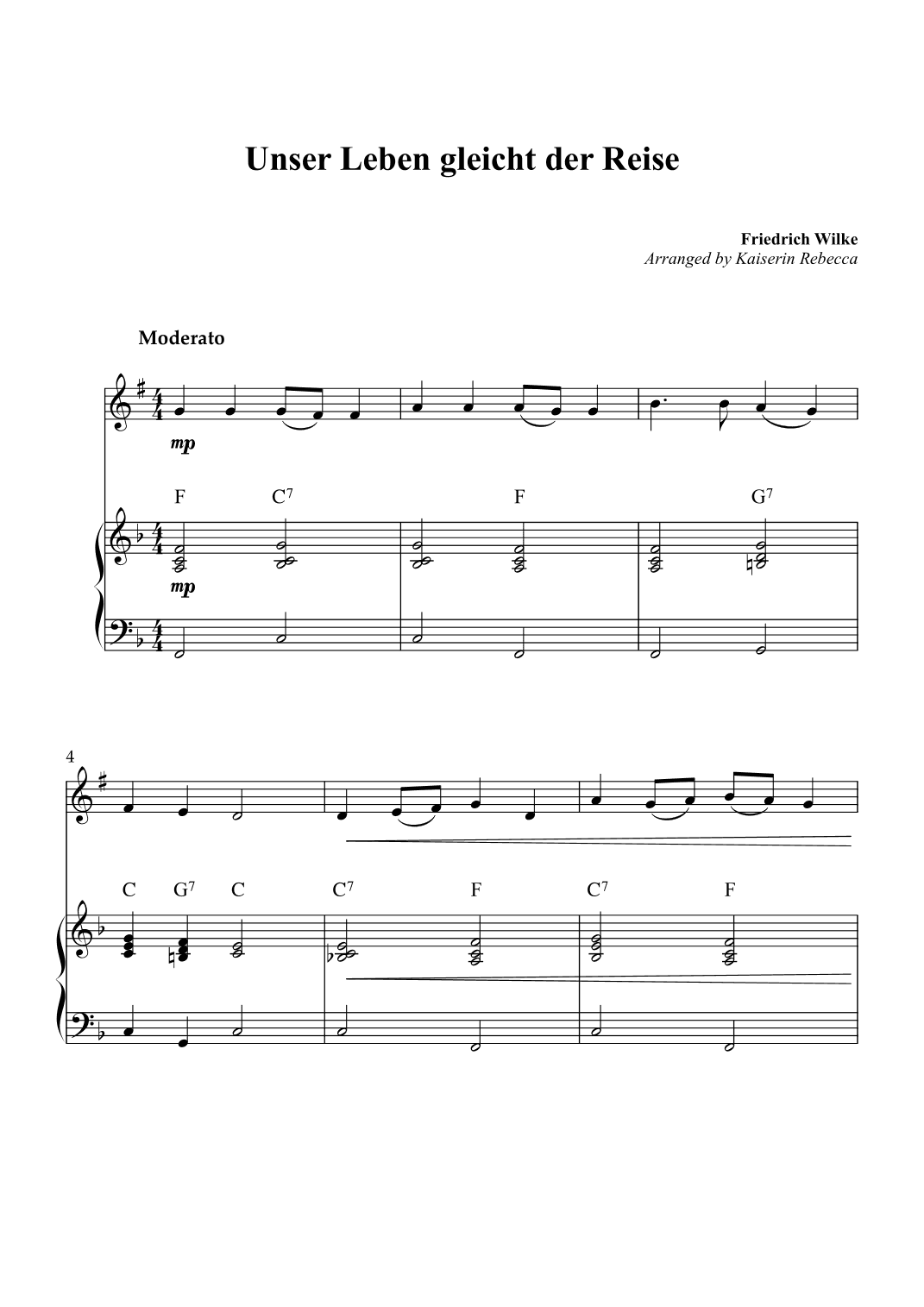 Unser Leben gleicht der Reise (arr. Kaiserin Rebecca)