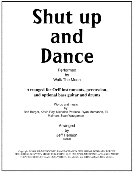 Shut Up And Dance (arr. Jeff Henson)